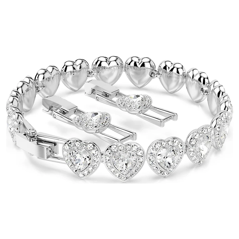 Ariana Grande x Swarovski Tennis bracelet, Mixed cuts, Heart, White, Rhodium plated by SWAROVSKI