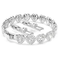 Ariana Grande x Swarovski Tennis bracelet, Mixed cuts, Heart, White, Rhodium plated by SWAROVSKI