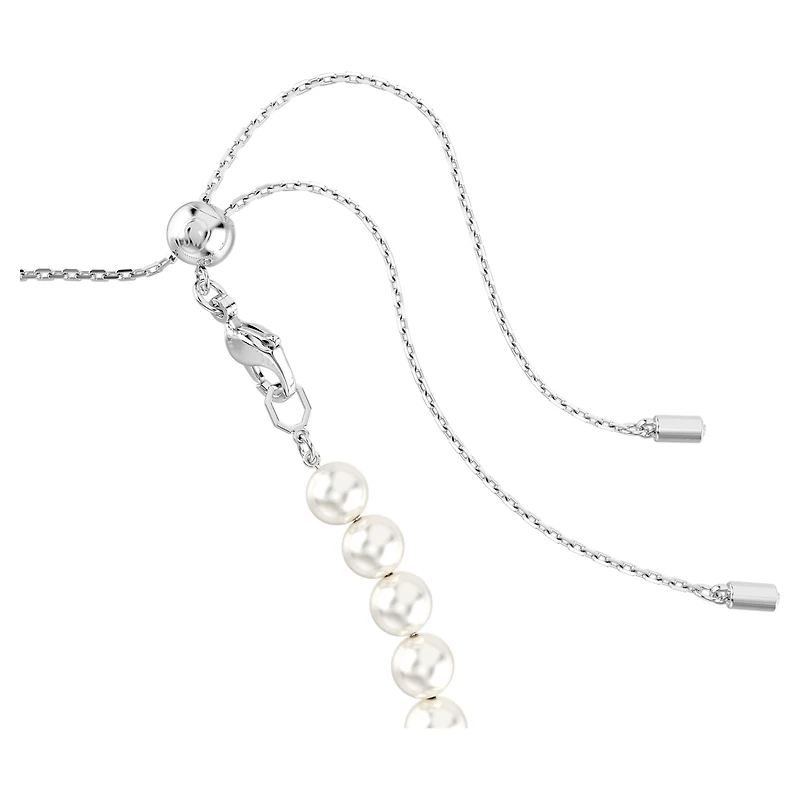 Ariana Grande x Swarovski choker, Mixed cuts, Crystal pearl, Heart, White, Rhodium plated by SWAROVSKI