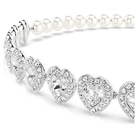 Ariana Grande x Swarovski choker, Mixed cuts, Crystal pearl, Heart, White, Rhodium plated by SWAROVSKI