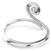 Ariana Grande x SWAROVSKI bangle, Crystal pearl, Baguette cut, White, Rhodium plated by
