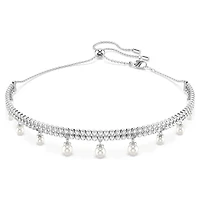Ariana Grande x Swarovski choker, Crystal pearl, Round cut, White, Rhodium plated by SWAROVSKI