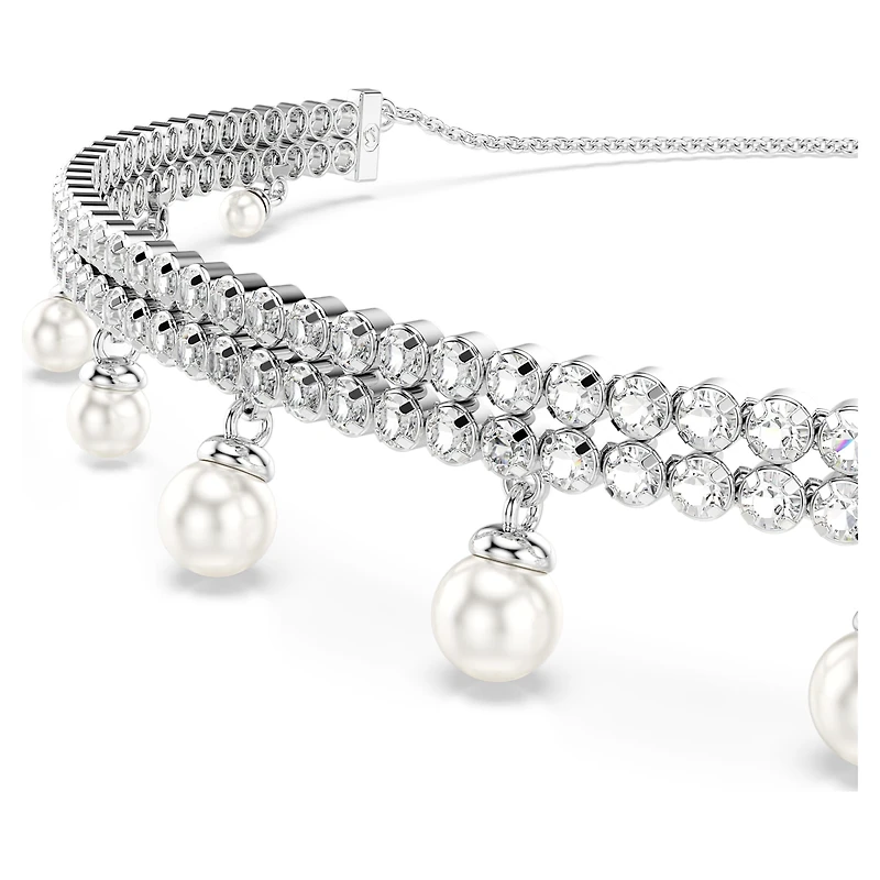 Ariana Grande x Swarovski choker, Crystal pearl, Round cut, White, Rhodium plated by SWAROVSKI