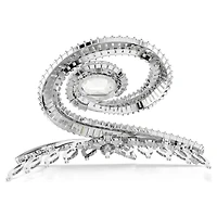 Ariana Grande x Swarovski hair clip, Crystal pearl, Baguette cut, White, Rhodium plated by SWAROVSKI