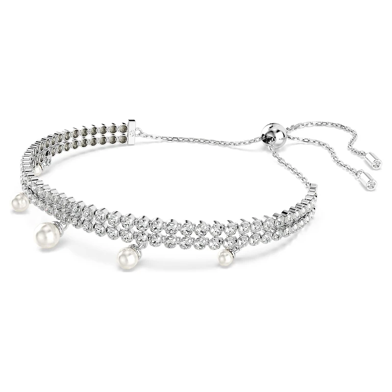 Ariana Grande x Swarovski bracelet, Crystal pearl, Round cut, White, Rhodium plated by SWAROVSKI