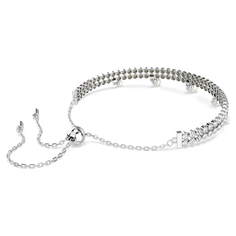 Ariana Grande x Swarovski bracelet, Crystal pearl, Round cut, White, Rhodium plated by SWAROVSKI