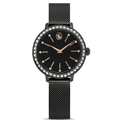 Certa watch, Metal bracelet, Black, Black finish