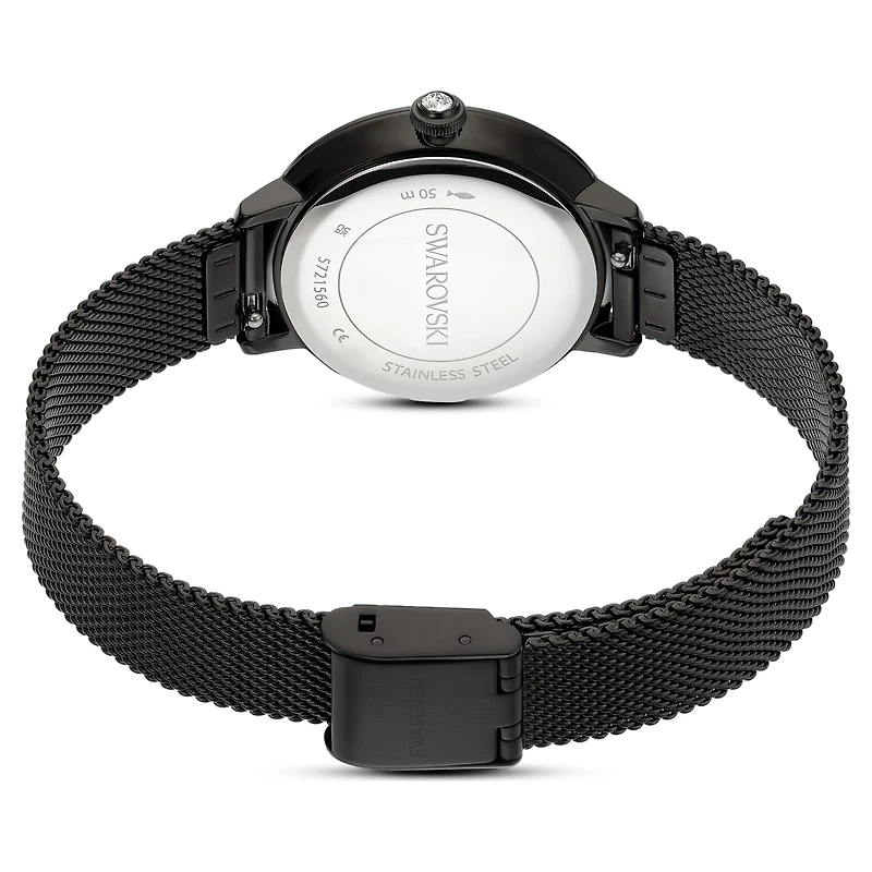 Certa watch, Metal bracelet, Black, Black finish by SWAROVSKI