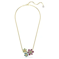 Idyllia pendant, Mixed cuts, Flower, Multicoloured, 18K gold finish