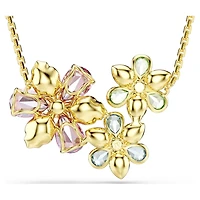 Idyllia pendant, Mixed cuts, Flower, Multicoloured, 18K gold finish