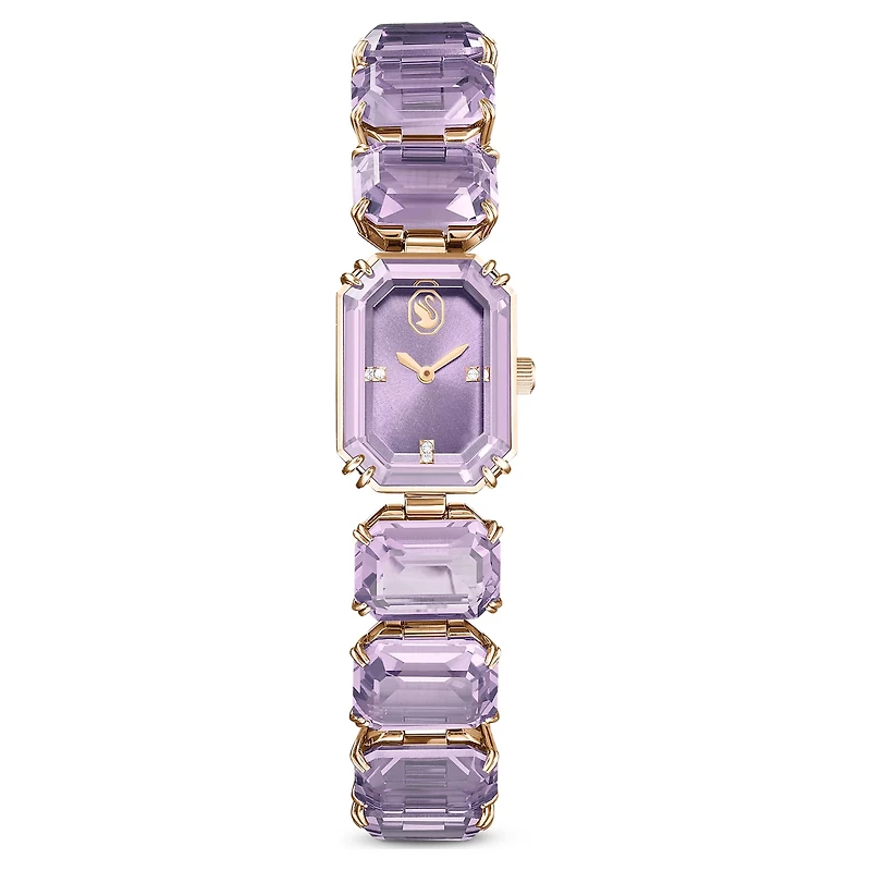 Watch, Octagon cut bracelet, Purple, Champagne gold-tone finish by SWAROVSKI