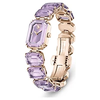 Watch, Octagon cut bracelet, Purple, Champagne gold-tone finish by SWAROVSKI