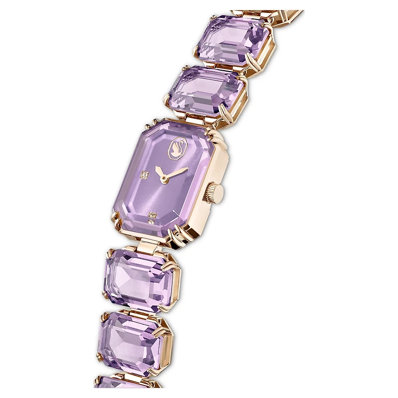 Watch, Octagon cut bracelet, Purple, Champagne gold-tone finish by SWAROVSKI