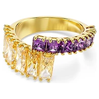 Matrix ring, Mixed cuts, Multicoloured, 18K gold finish