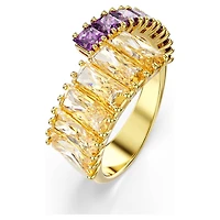 Matrix ring, Mixed cuts, Multicoloured, 18K gold finish