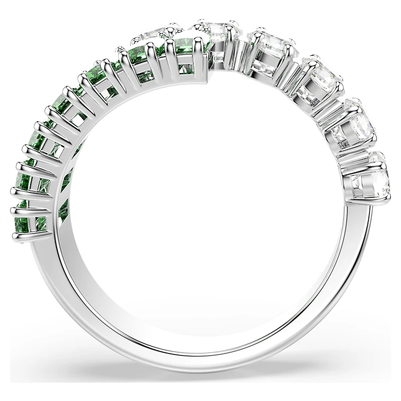 Matrix ring, Mixed cuts, Green, Rhodium plated by SWAROVSKI