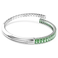 Matrix bangle, Mixed cuts, Green, Rhodium plated by SWAROVSKI