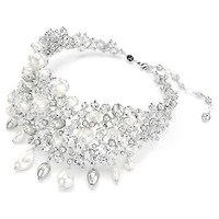 Constella choker, Crystal pearl, Round cut, White, Rhodium plated by SWAROVSKI