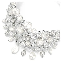 Constella choker, Crystal pearl, Round cut, White, Rhodium plated by SWAROVSKI