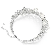 Constella choker, Crystal pearl, Round cut, White, Rhodium plated by SWAROVSKI