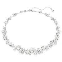 Constella necklace, Round cut, White, Rhodium plated by SWAROVSKI