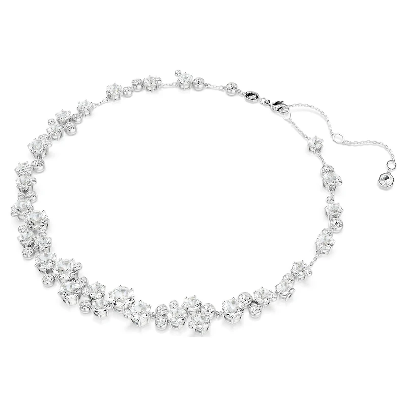 Constella necklace, Round cut, White, Rhodium plated by SWAROVSKI