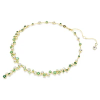 Constella Y necklace, Mixed cuts, Green, Gold-tone plated by SWAROVSKI
