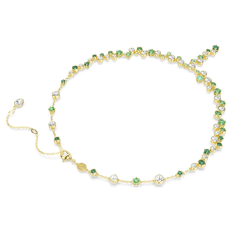 Constella y necklace, Mixed cuts, Green, 18K gold finish