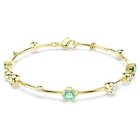Constella bracelet, Mixed cuts, Green, Gold-tone plated by SWAROVSKI