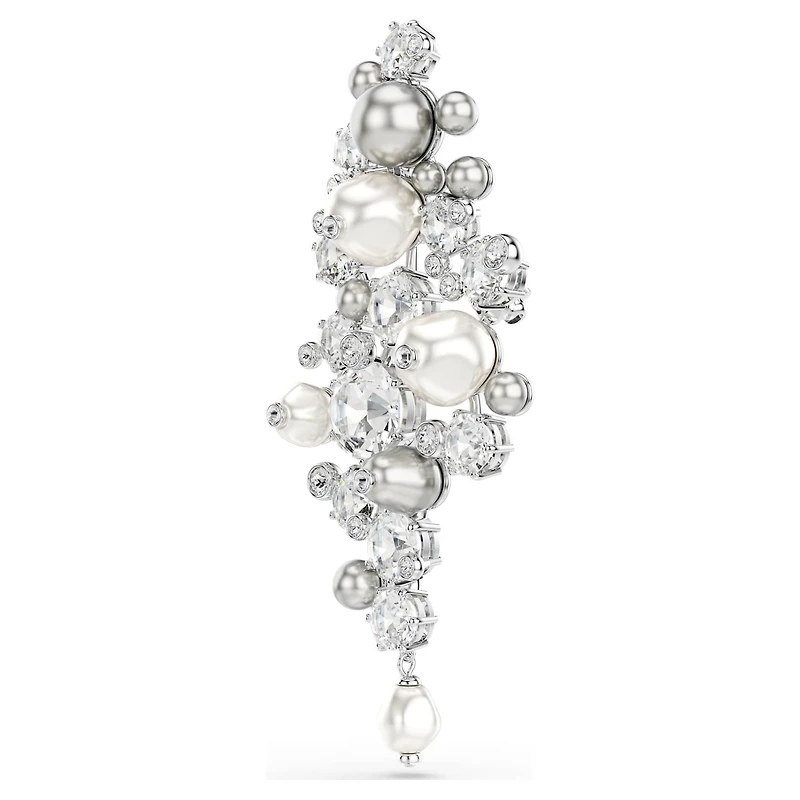 Constella brooch, Crystal pearl, Round cut, White, Rhodium plated by SWAROVSKI