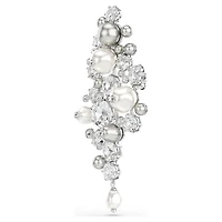 Constella brooch, Crystal pearl, Round cut, White, Rhodium plated by SWAROVSKI