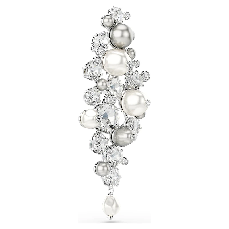 Constella brooch, Crystal pearl, Round cut, White, Rhodium plated by SWAROVSKI