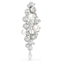 Constella brooch, Crystal pearl, Round cut, White, Rhodium plated by SWAROVSKI