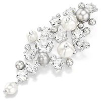 Constella brooch, Crystal pearl, Round cut, White, Rhodium plated by SWAROVSKI