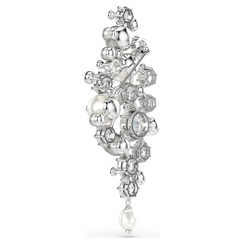 Constella brooch, Crystal pearl, Round cut, White, Rhodium plated by SWAROVSKI