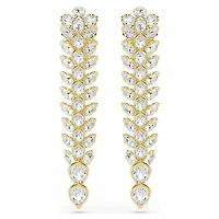 Idyllia drop earrings, Mixed cuts, Long, White, Gold-tone plated by SWAROVSKI
