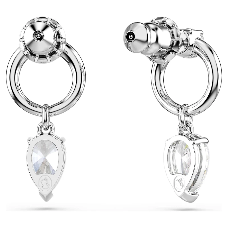 Mesmera drop earrings, Mixed cuts, White, Rhodium plated by SWAROVSKI