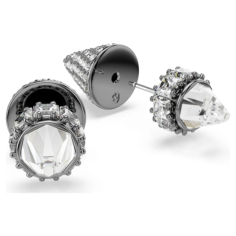 Sublima stud earrings, Spike, White, Ruthenium plated by SWAROVSKI