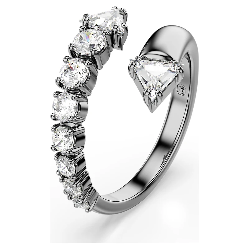 Sublima open ring, Mixed cuts, White, Ruthenium plated