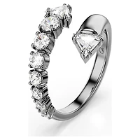 Sublima open ring, Mixed cuts, White, Ruthenium plated