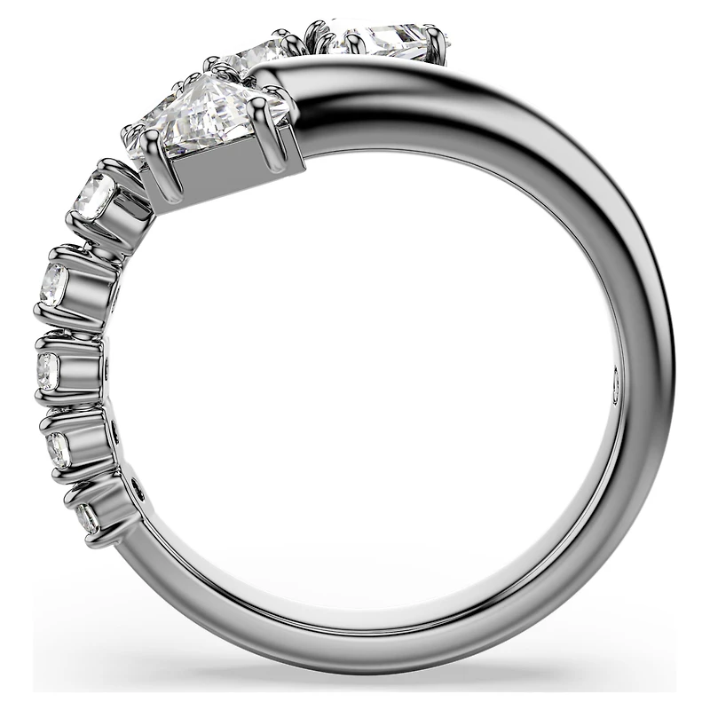 Sublima open ring, Mixed cuts, White, Ruthenium plated