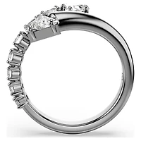Sublima open ring, Mixed cuts, White, Ruthenium plated