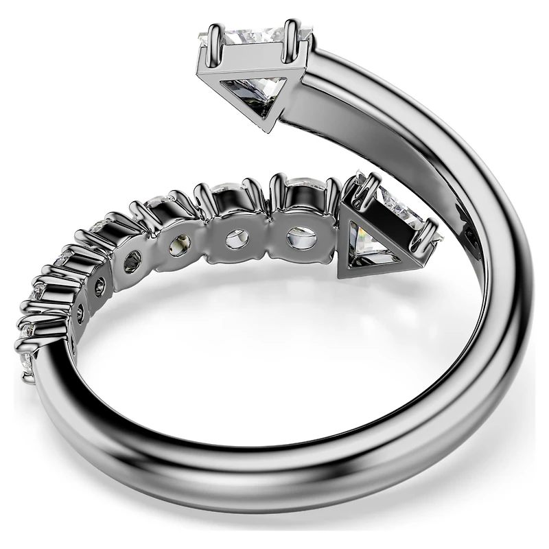 Sublima open ring, Mixed cuts, White, Ruthenium plated