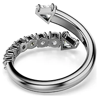 Sublima open ring, Mixed cuts, White, Ruthenium plated
