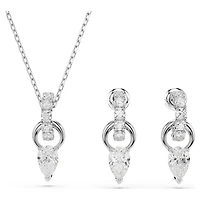 Mesmera set, Pear cut, Round cut, White, Rhodium plated by SWAROVSKI