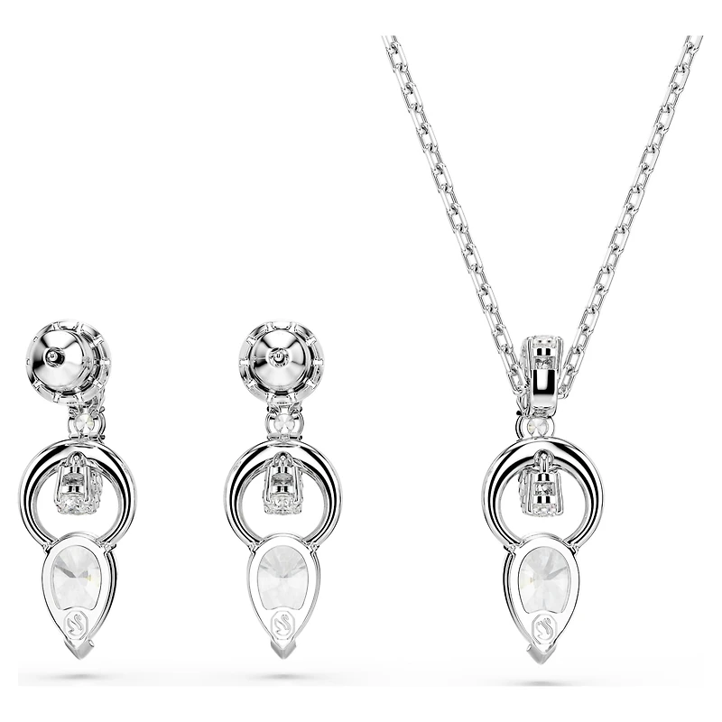 Mesmera set, Pear cut, Round cut, White, Rhodium plated by SWAROVSKI