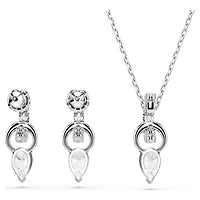 Mesmera set, Pear cut, Round cut, White, Rhodium plated by SWAROVSKI
