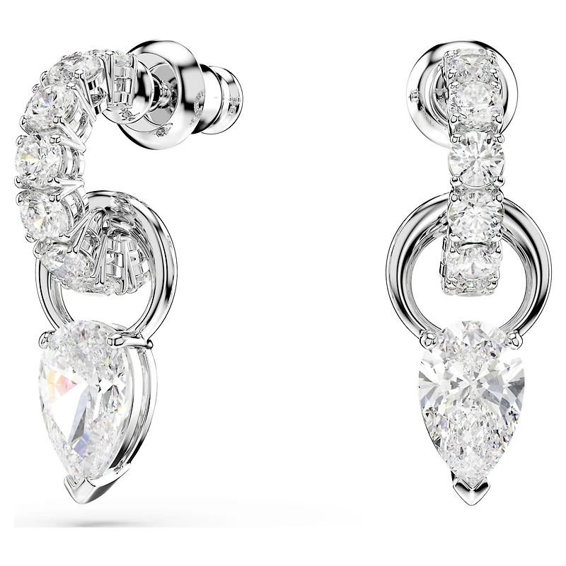 Mesmera set, Pear cut, Round cut, White, Rhodium plated by SWAROVSKI
