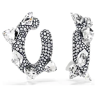 Sublima hoop earrings, Spike, White, Rhodium plated by SWAROVSKI