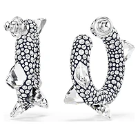 Sublima hoop earrings, Spike, White, Rhodium plated by SWAROVSKI